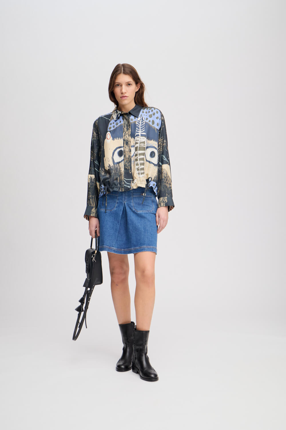 Loasta silkeskjorte - Black Print